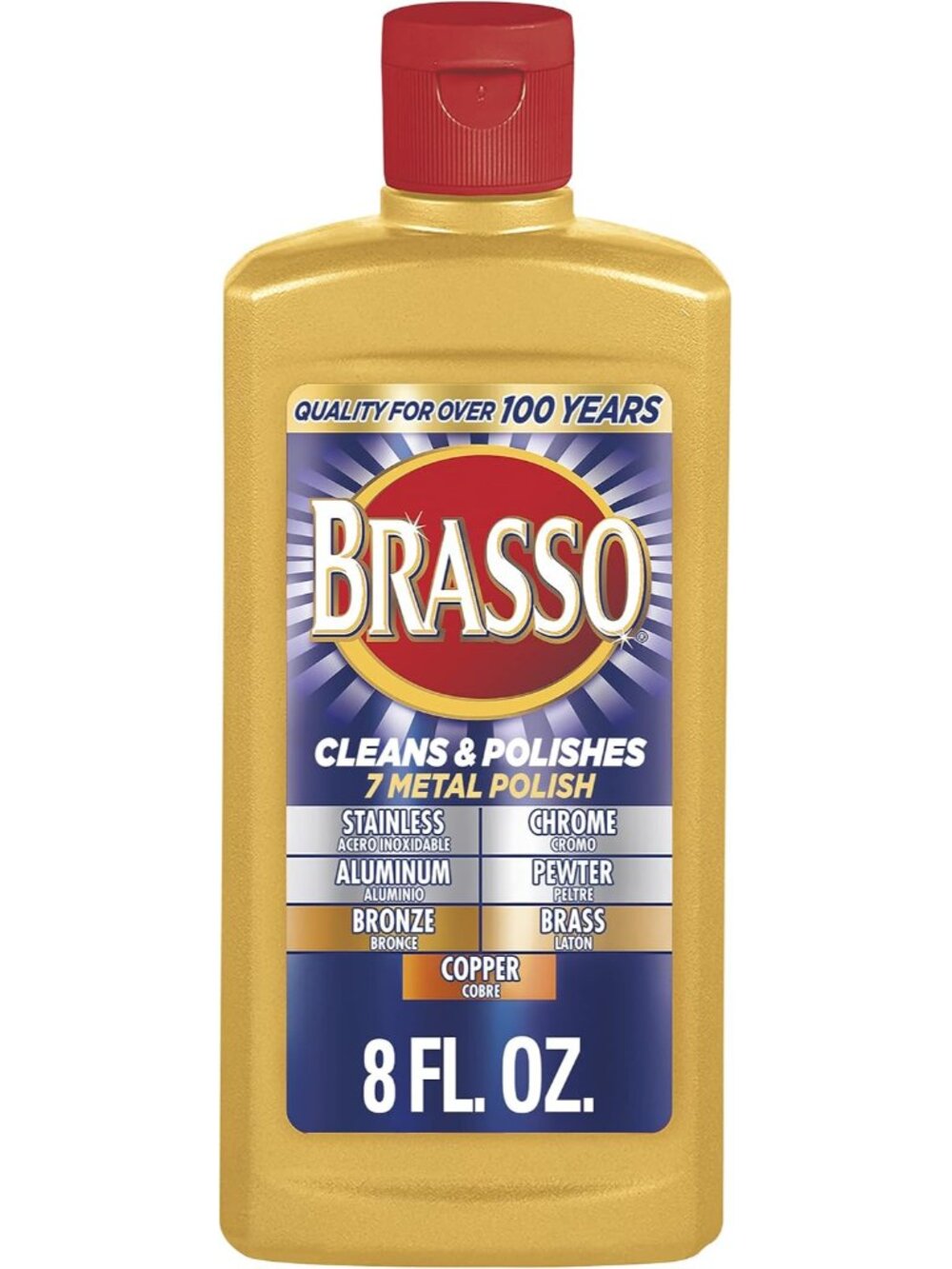 Multi-Purpose Metal Polish for Brass & Chrome, 8 oz